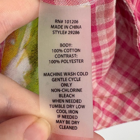 Soft Surroundings Kaolin Pink Plaid Shirt with Floral Print Back Panel - Picture 7 of 8
